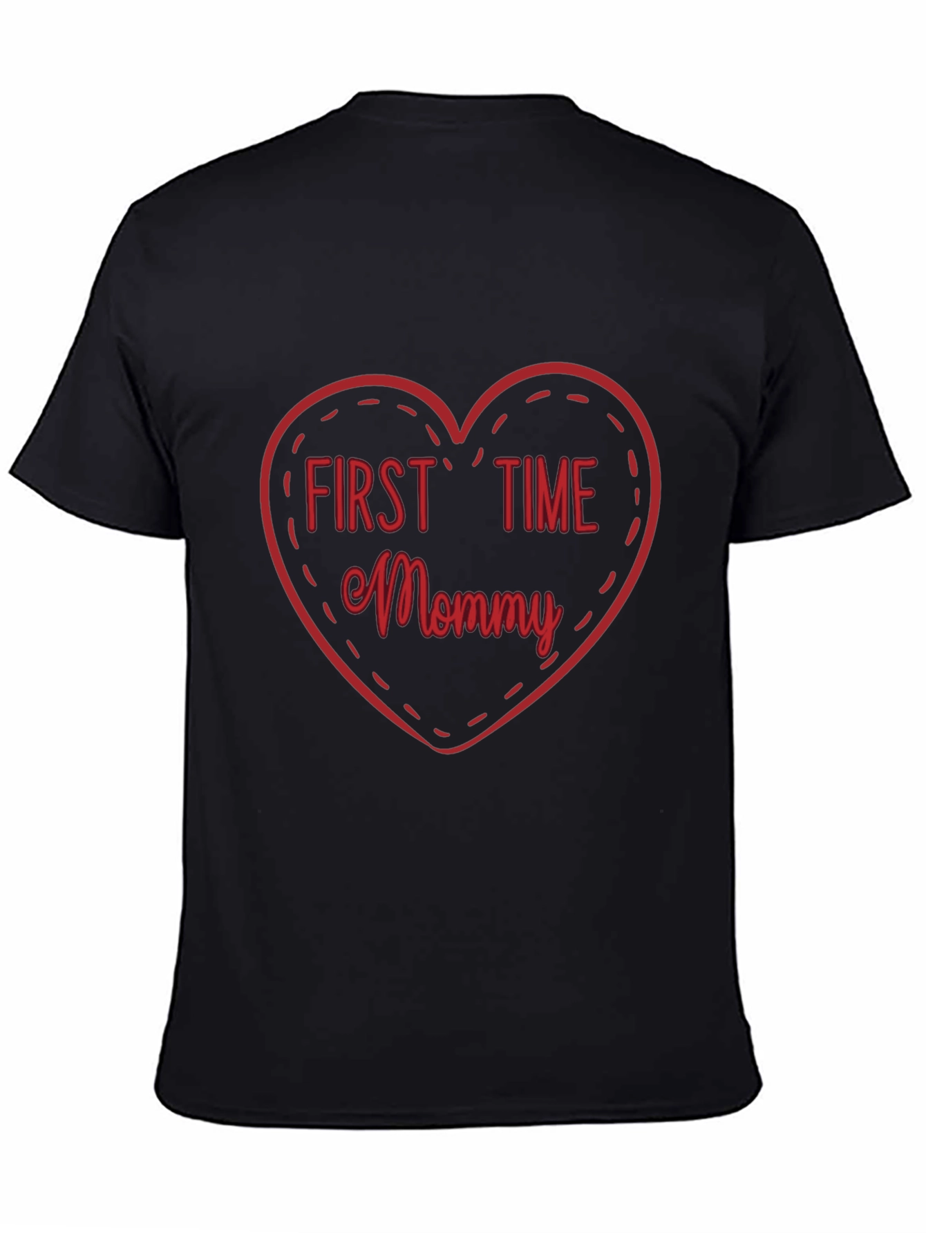 First Time Mommy Heart Tee - Soft Black T-Shirt