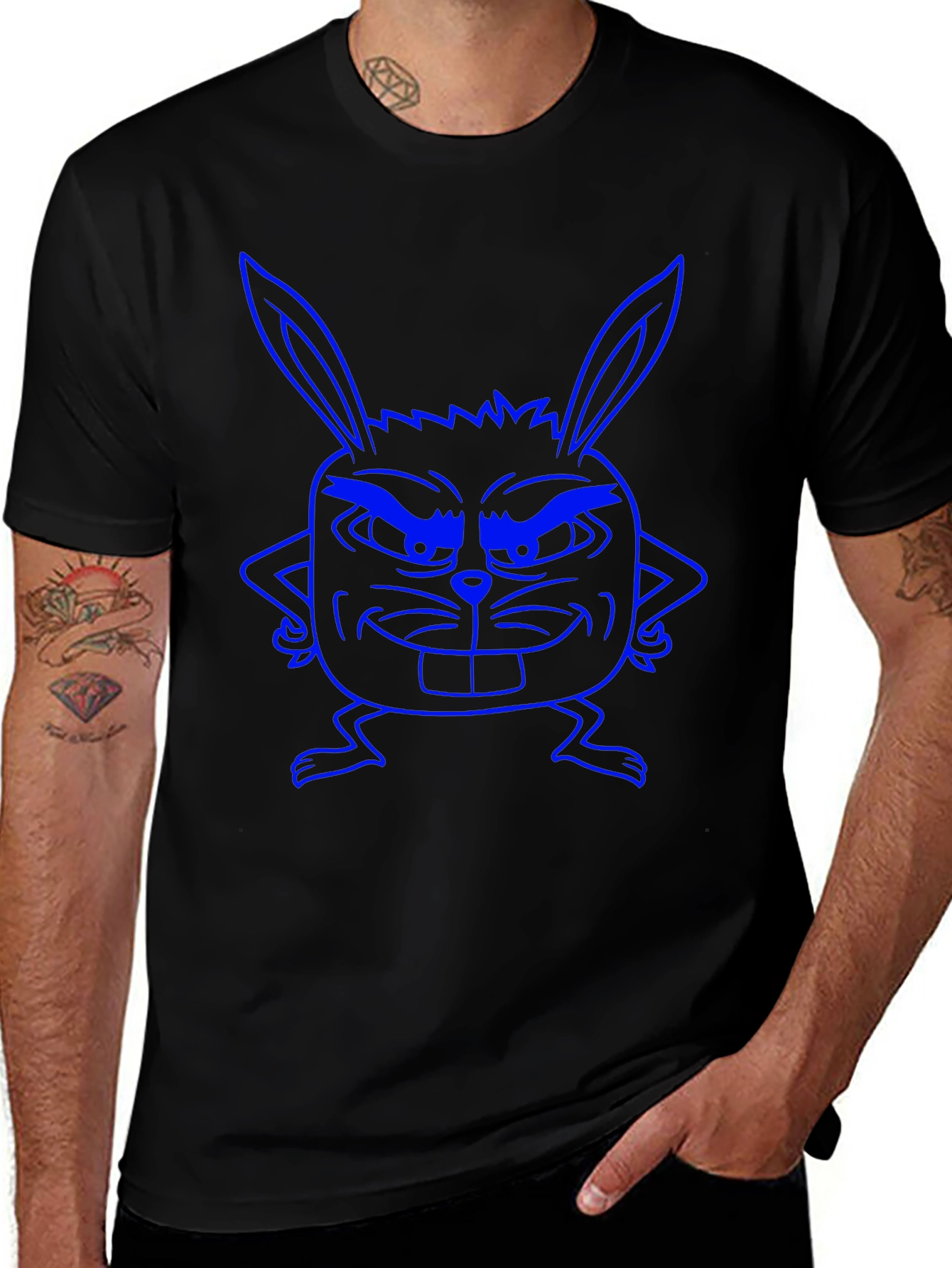 Funny Bunny Graphic Tee - Black