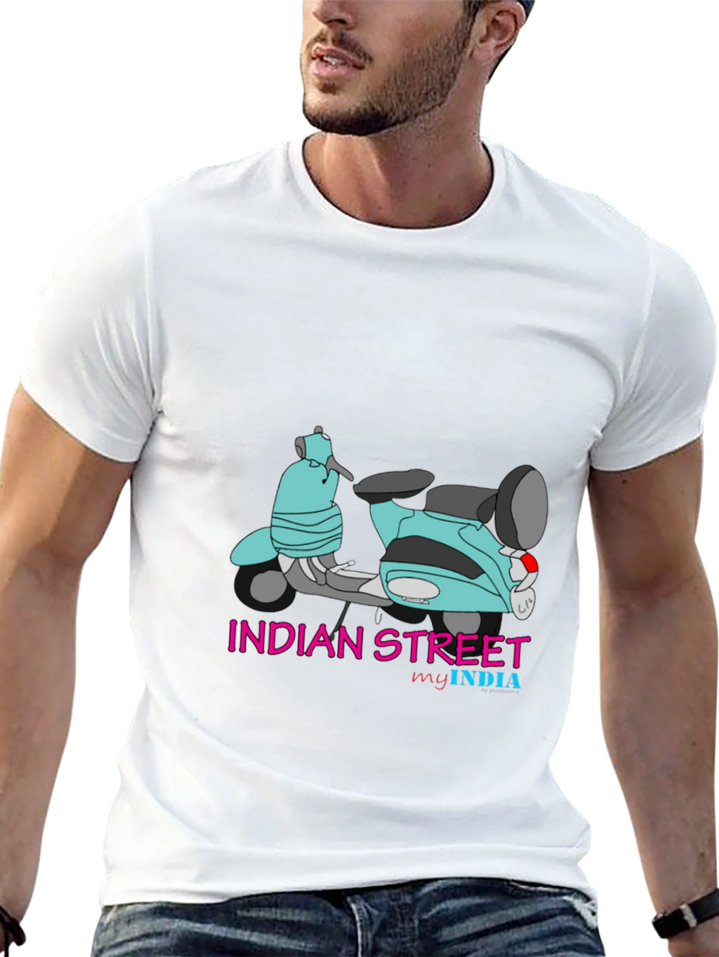 Indian Street Scooter Graphic T-Shirt - Stylish & Unique