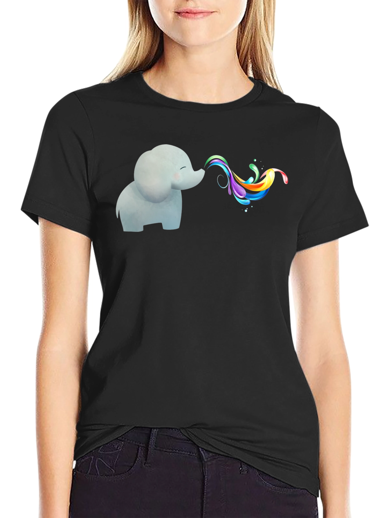 Elephant Rainbow T-Shirt - Whimsical Graphic Tee