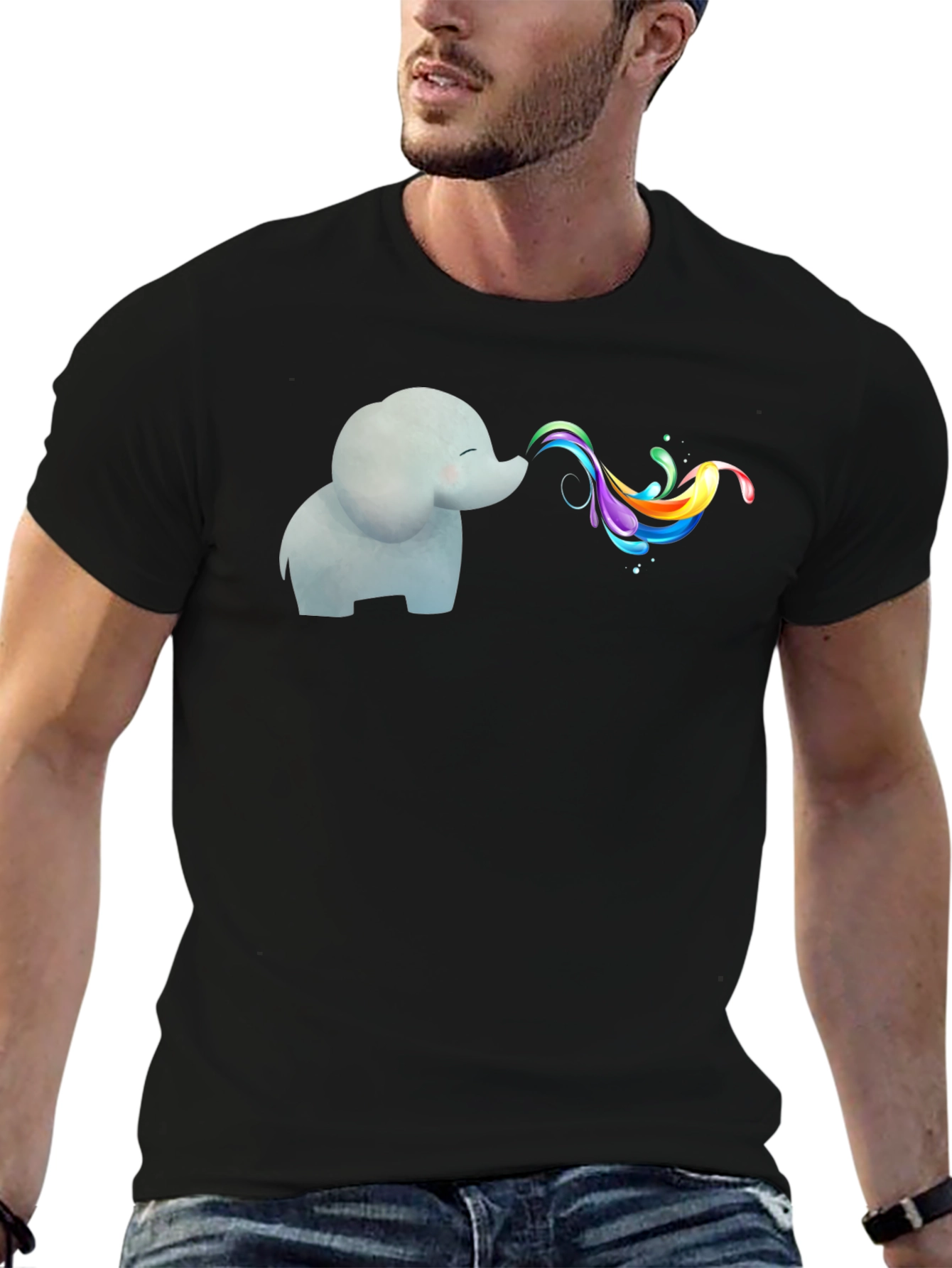 Elephant Rainbow T-Shirt - Whimsical Graphic Tee