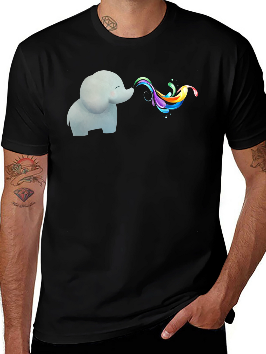 Elephant Rainbow T-Shirt - Whimsical Graphic Tee