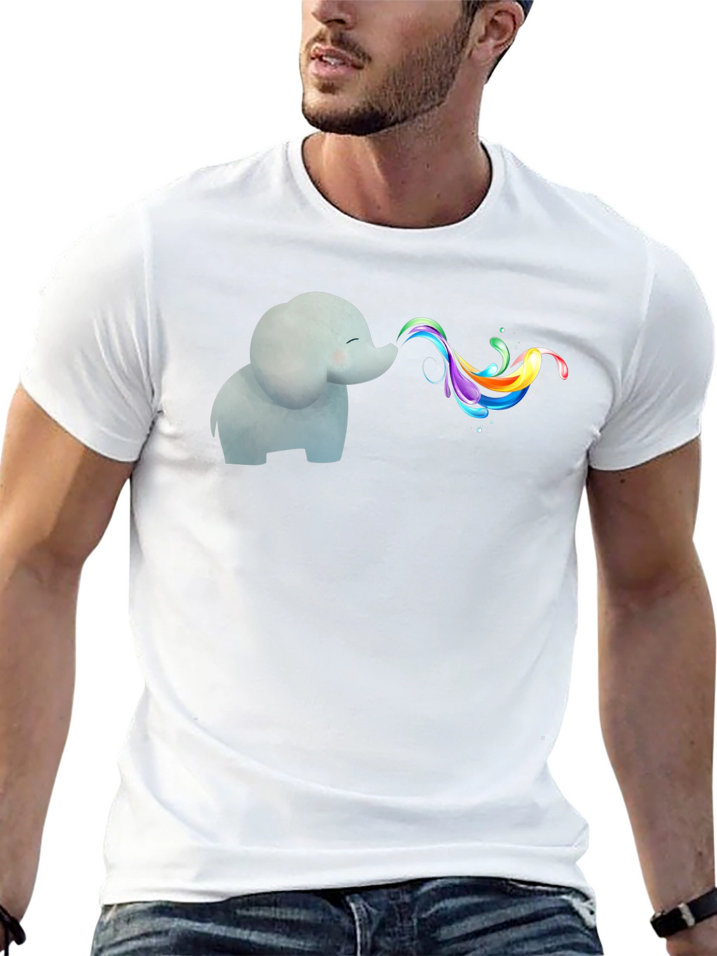 Elephant Rainbow T-Shirt - Whimsical Graphic Tee