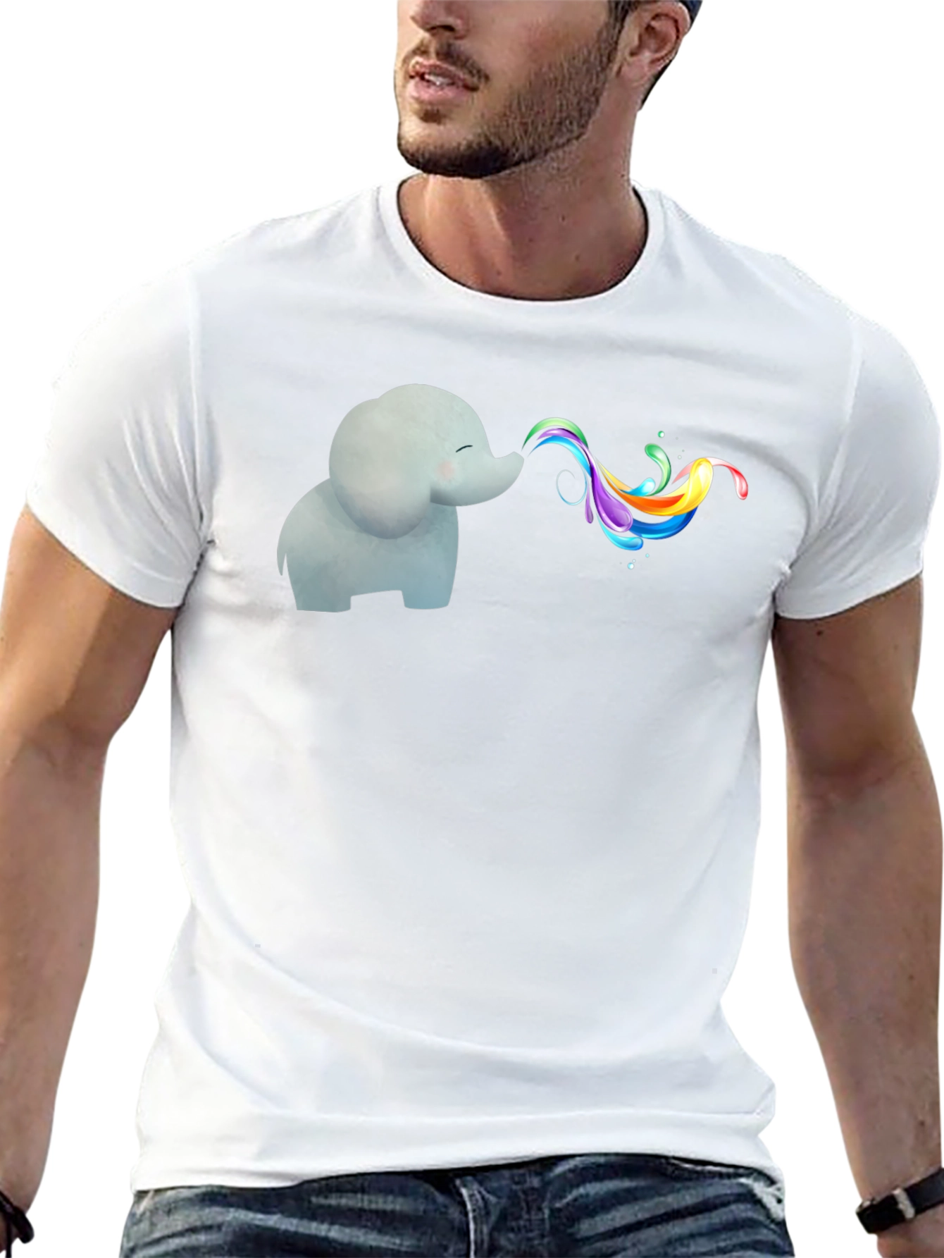Elephant Rainbow T-Shirt - Whimsical Graphic Tee