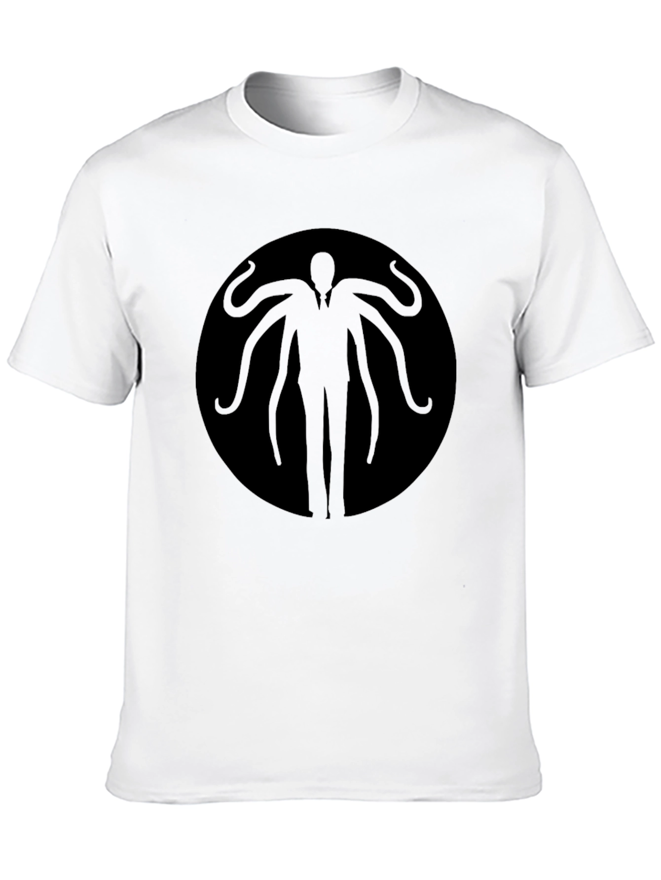 Slender Man Graphic Tee - Black Cotton Blend