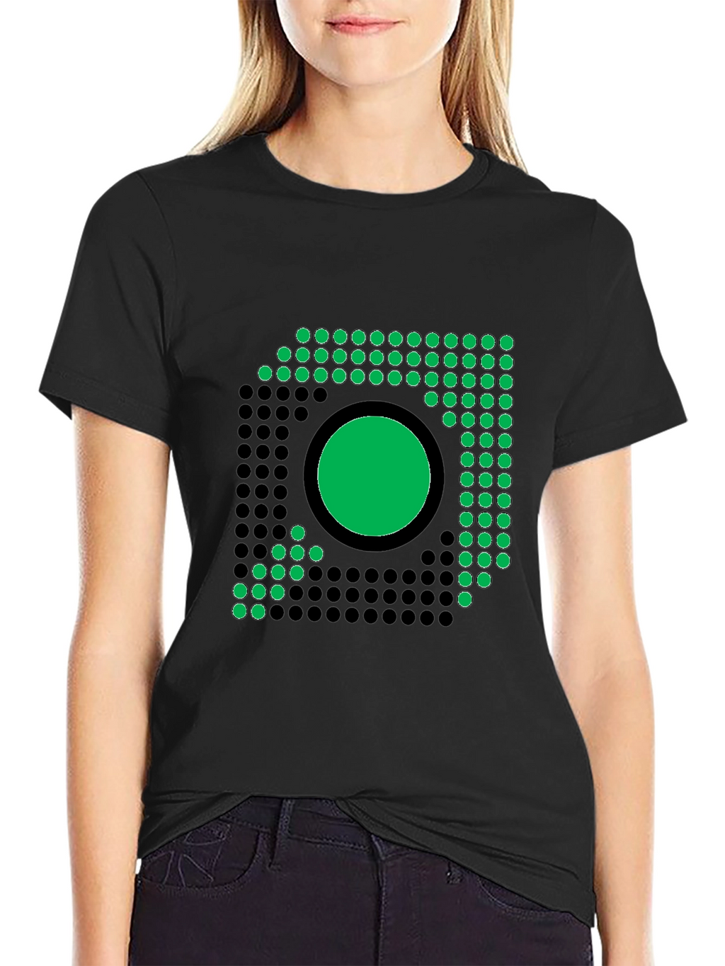 Modern Geometric Graphic Tee - Black