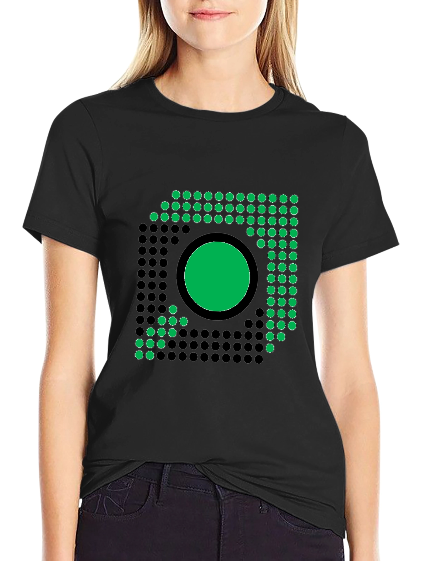 Modern Geometric Graphic Tee - Black