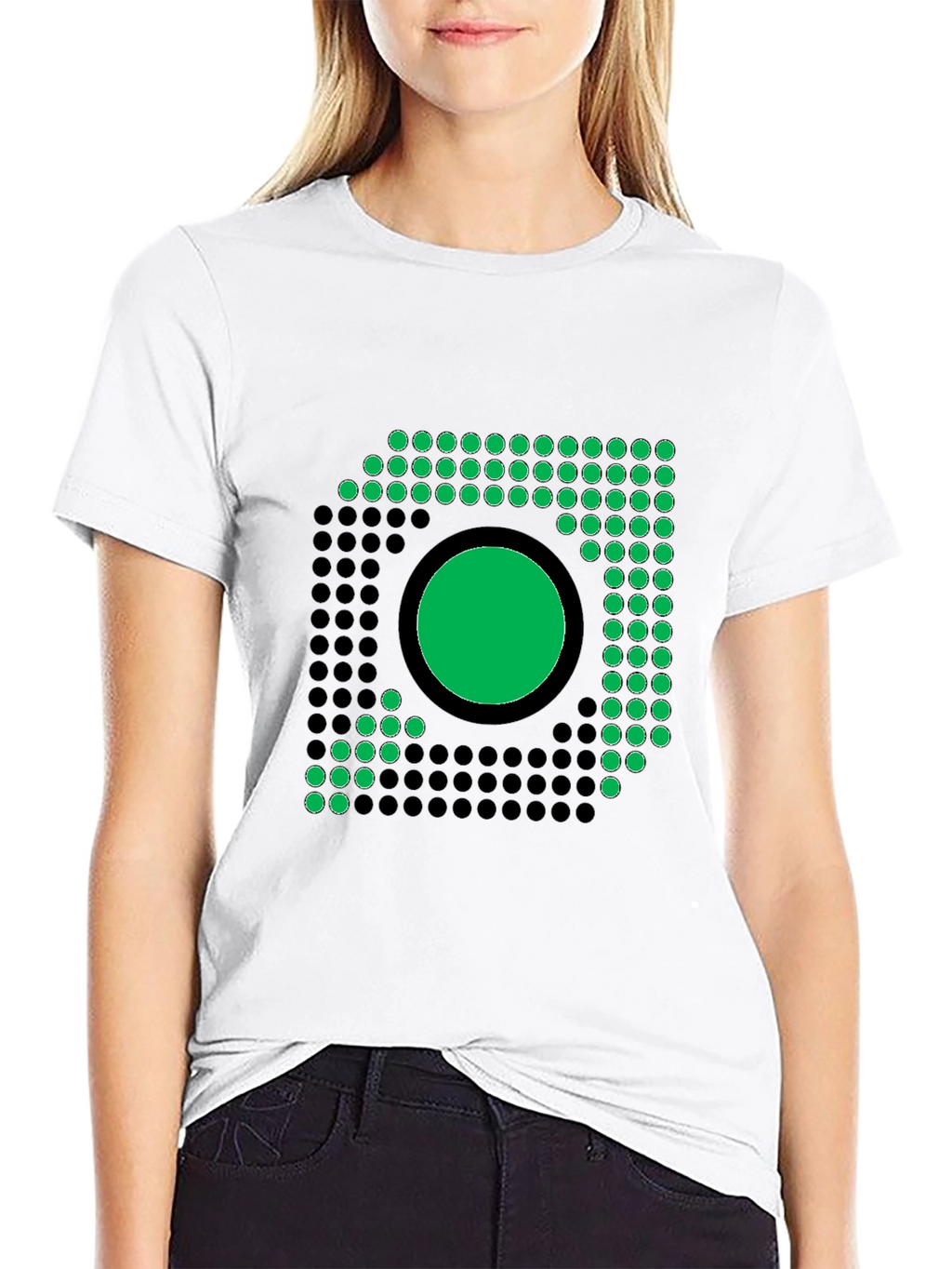 Modern Geometric Graphic Tee - Black