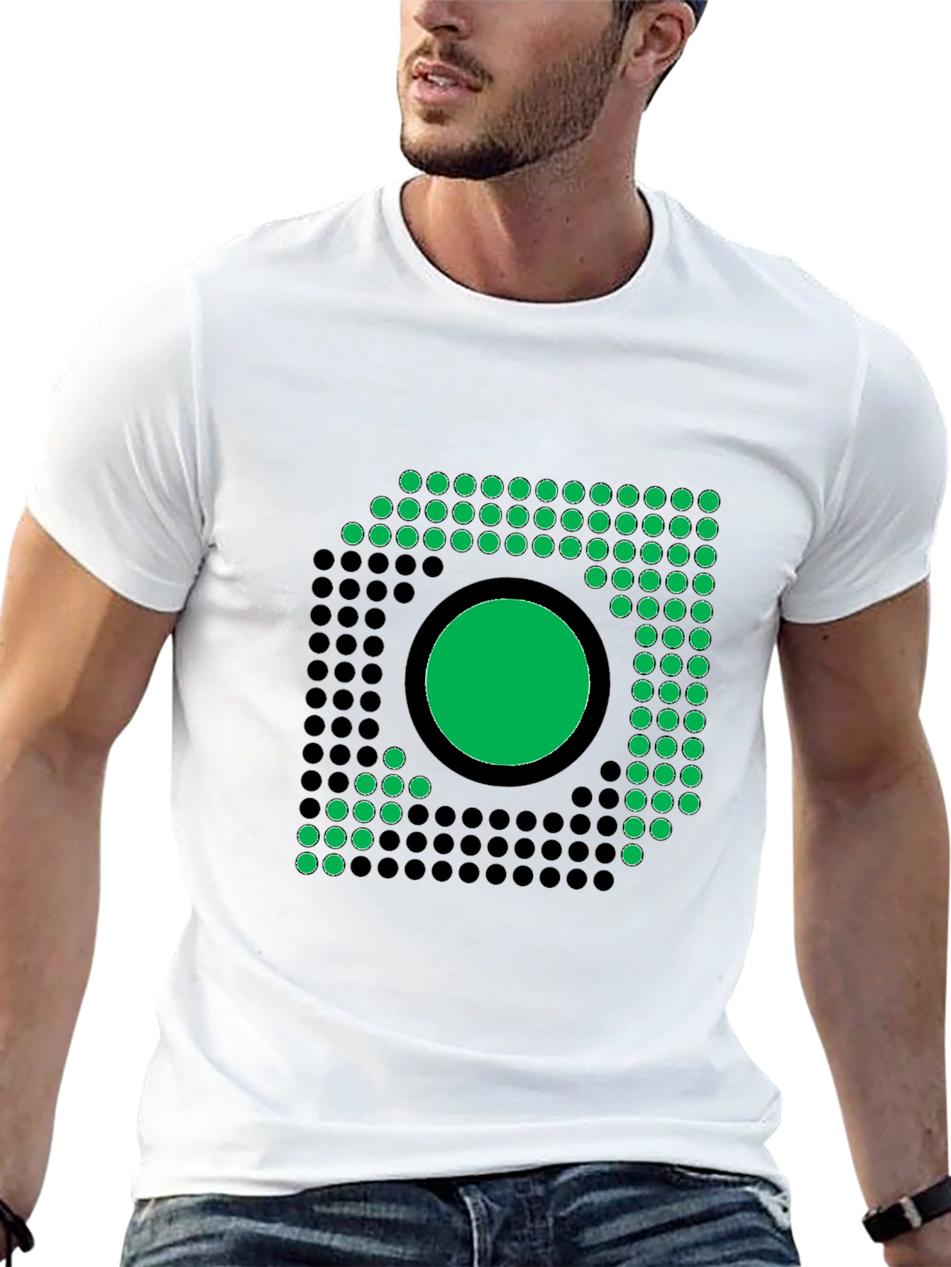 Modern Geometric Graphic Tee - Black