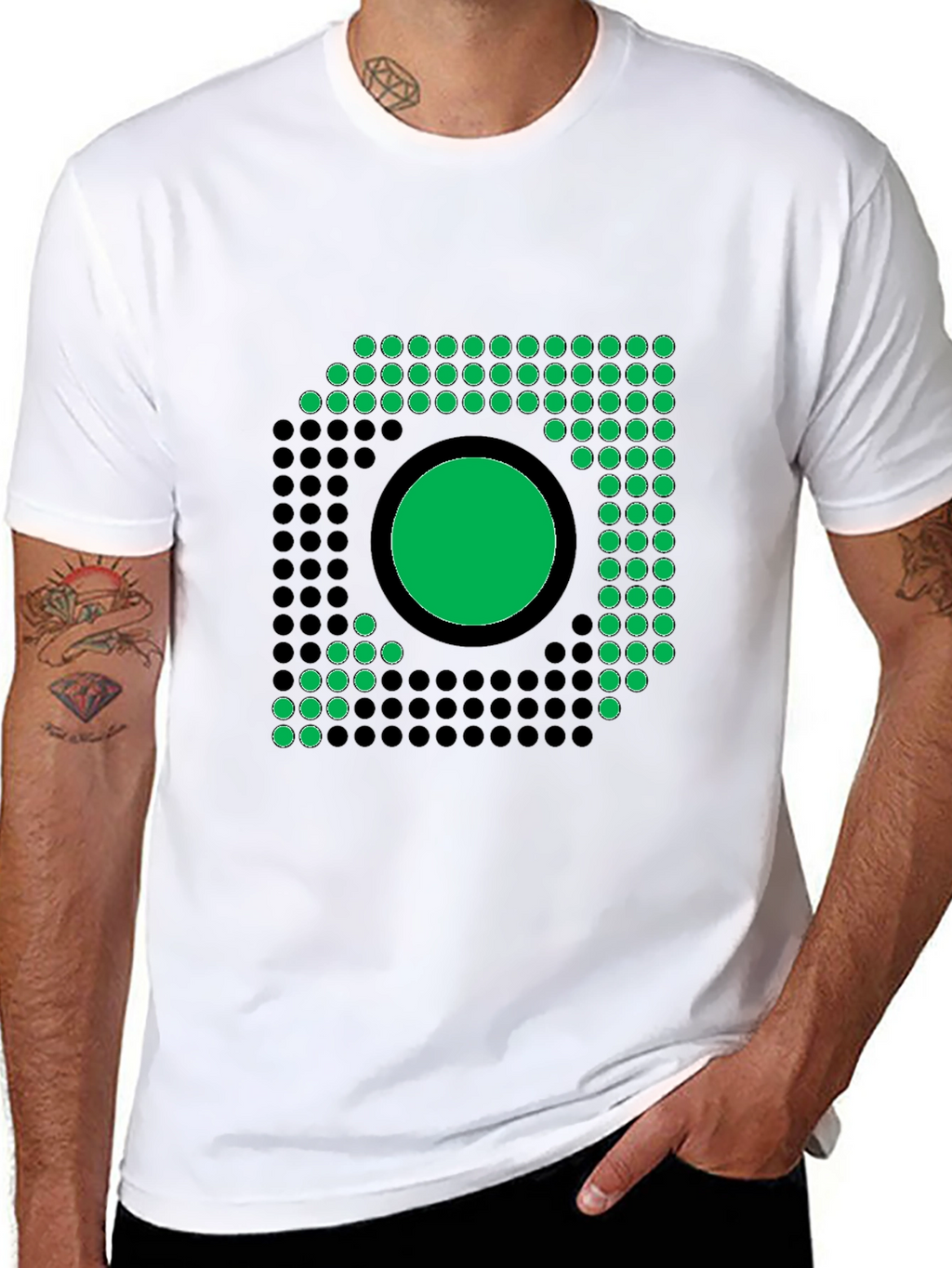 Modern Geometric Graphic Tee - Black