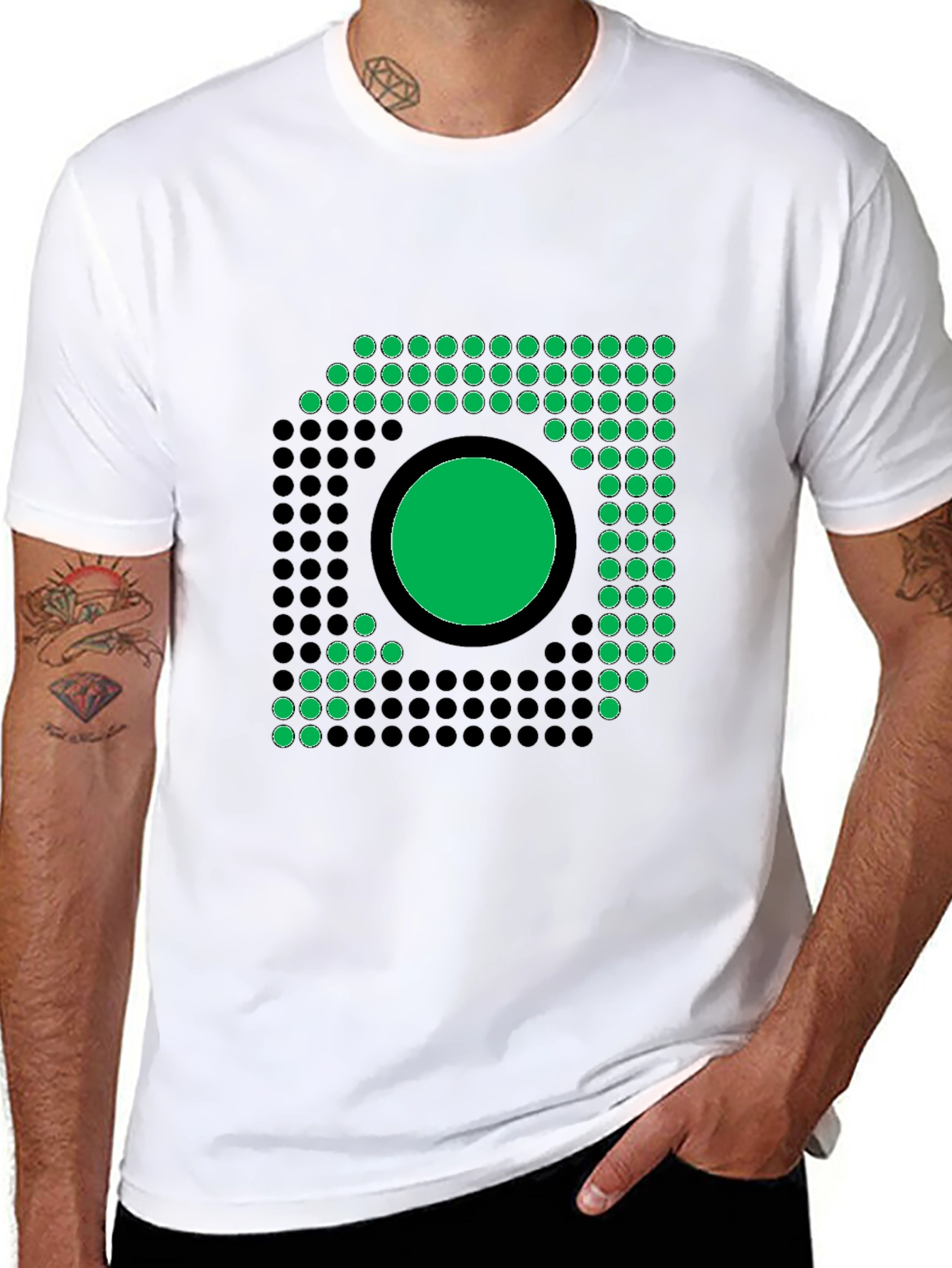 Modern Geometric Graphic Tee - Black