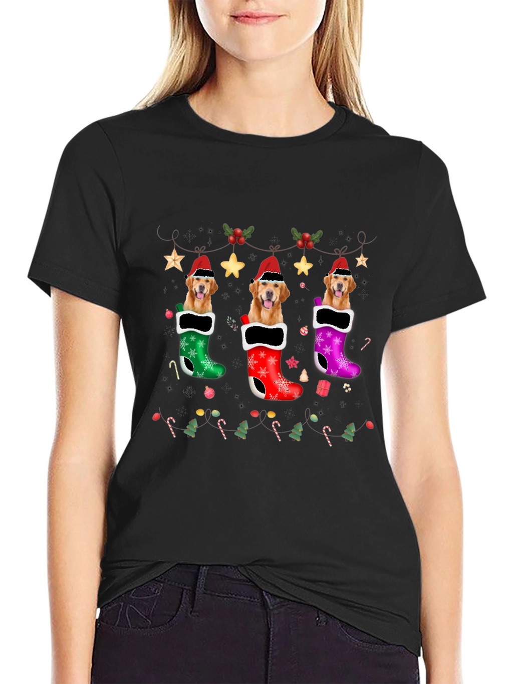 Golden Retriever Christmas Stocking T-Shirt