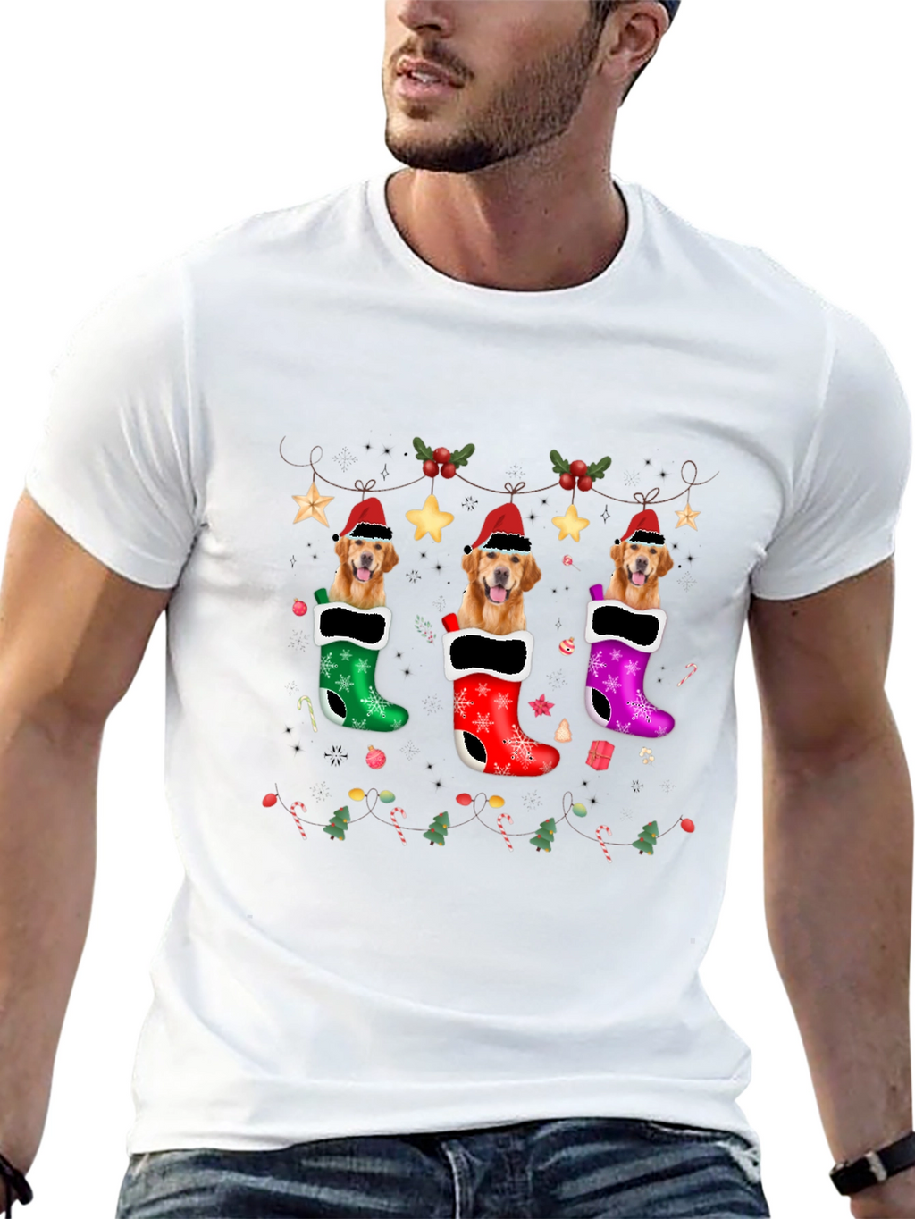 Golden Retriever Christmas Stocking T-Shirt