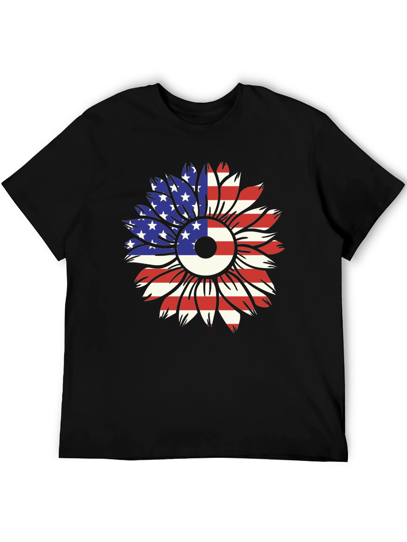USA Flag Sunflower Graphic Tee