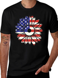USA Flag Sunflower Graphic Tee