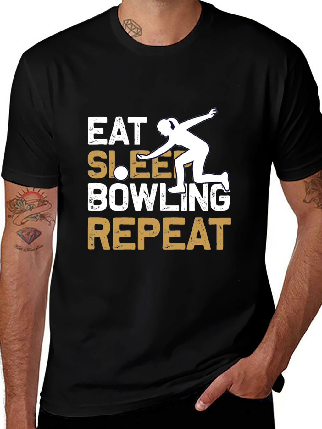 Eat Sleep Bowling Repeat Graphic Tee