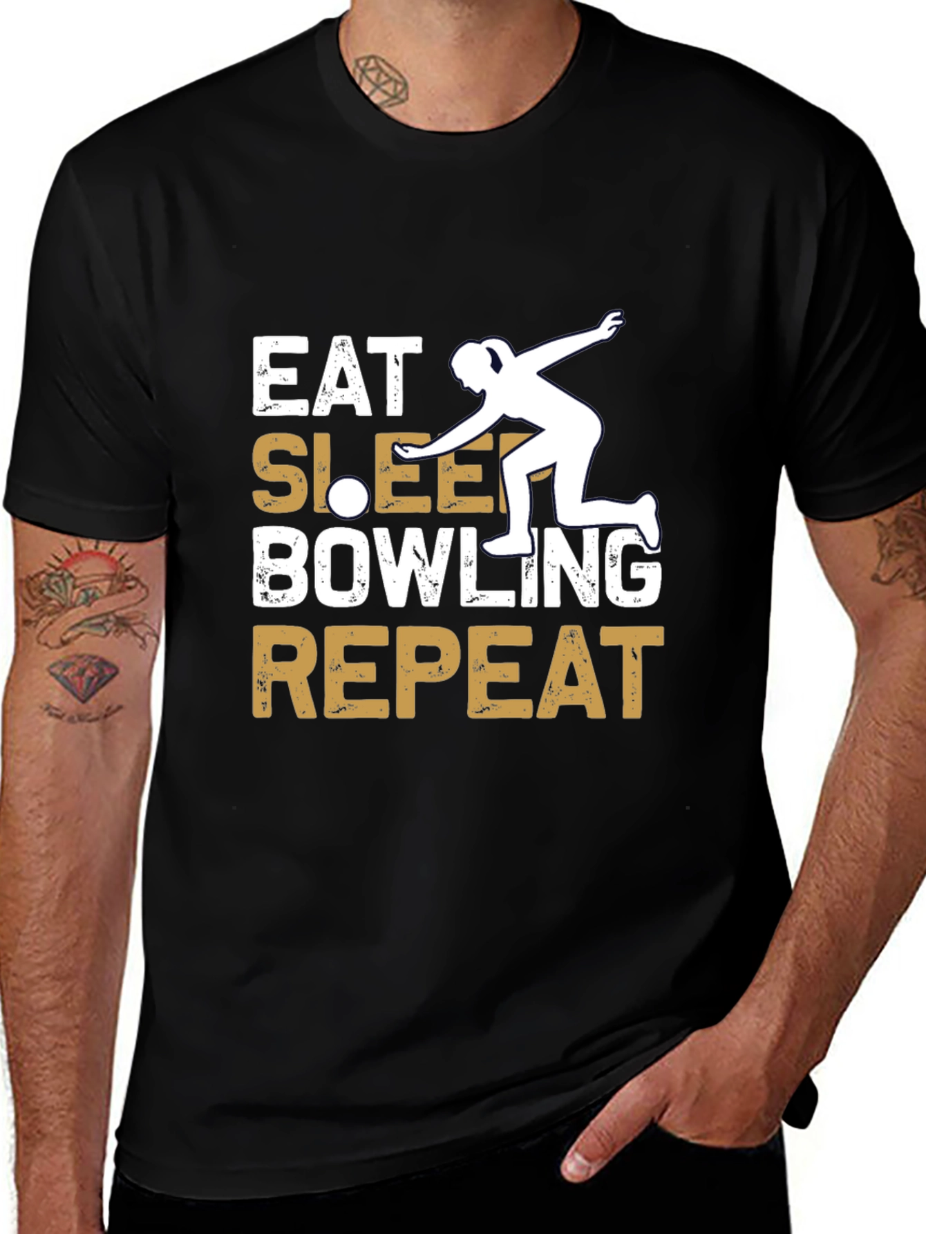 Eat Sleep Bowling Repeat Graphic Tee