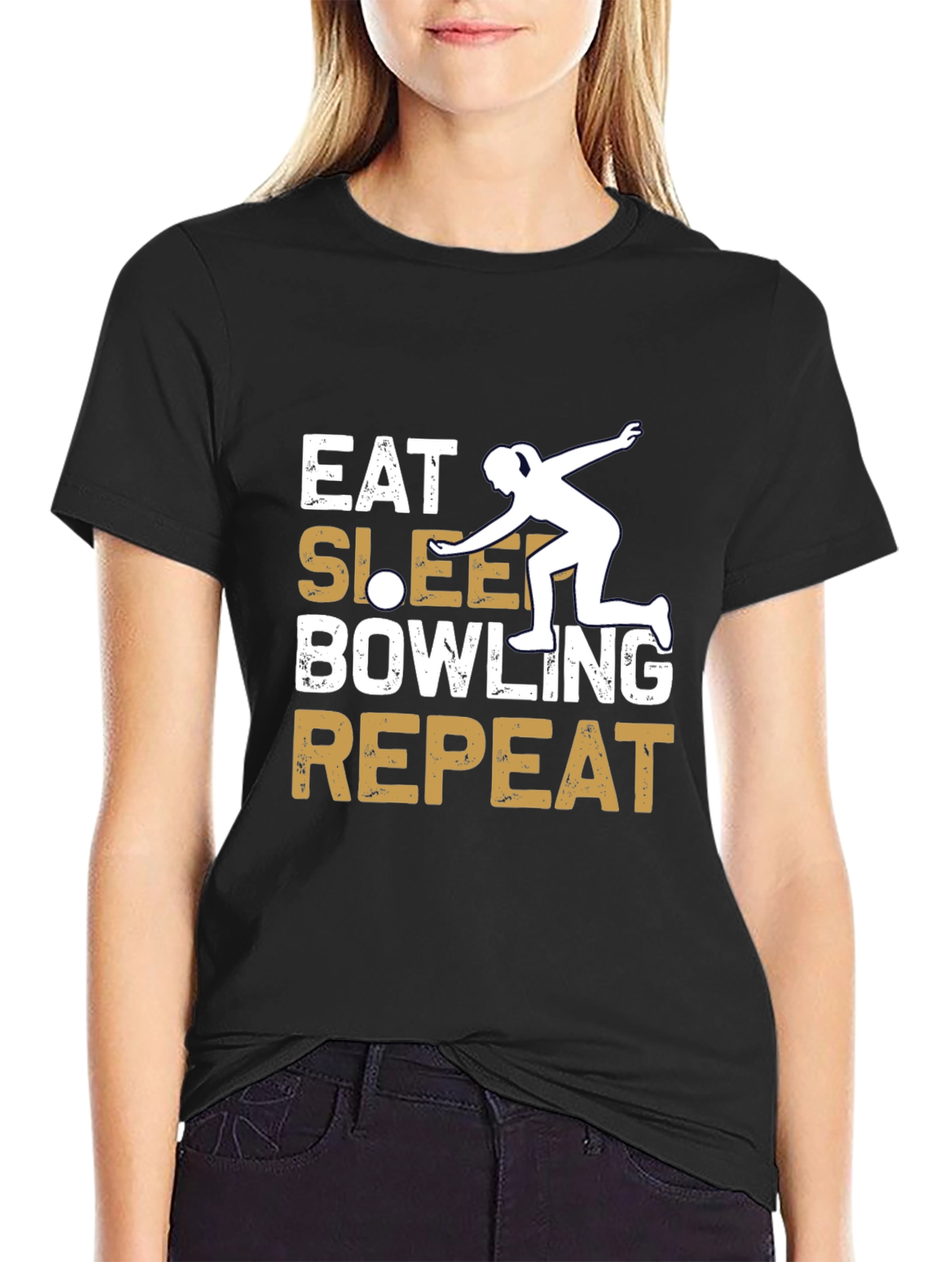 Eat Sleep Bowling Repeat Graphic Tee