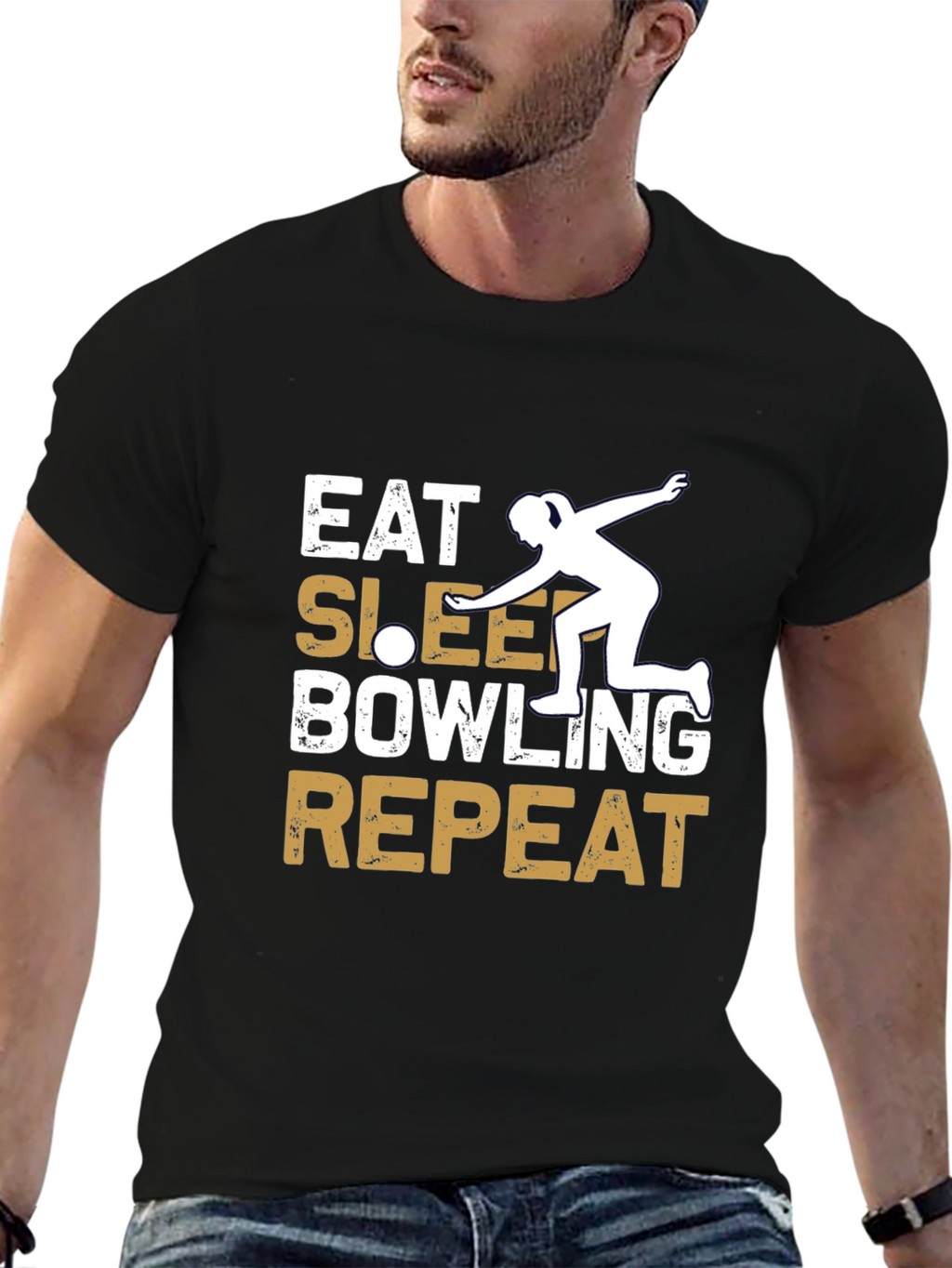 Eat Sleep Bowling Repeat Graphic Tee