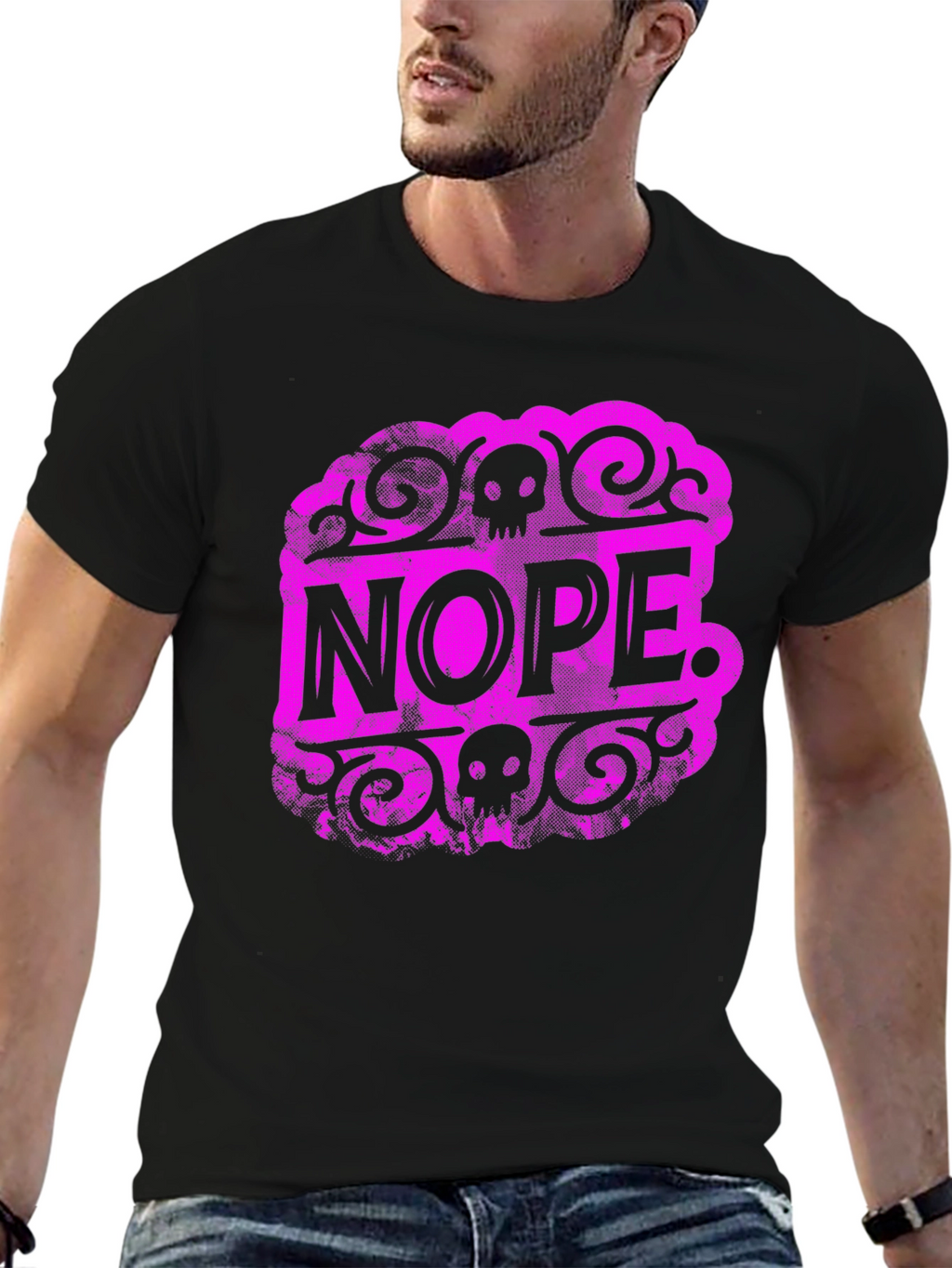 Nope Skull Graphic T-Shirt - Black