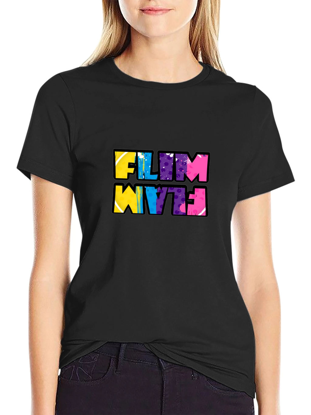 Funky Flim Flam Graphic Tee - Black Cotton T-Shirt