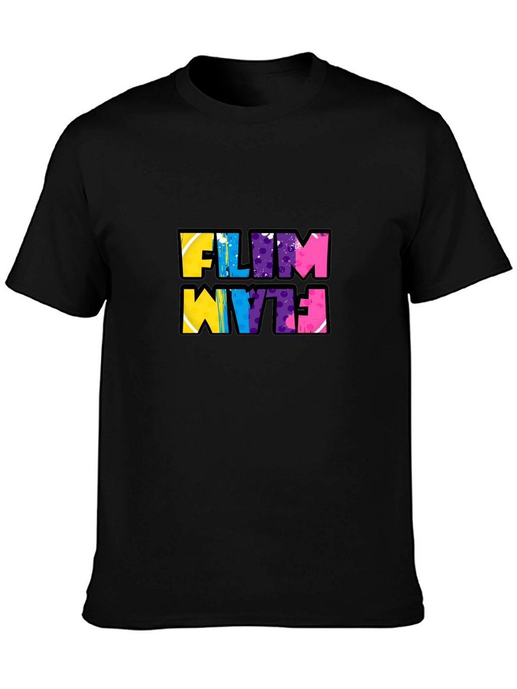 Funky Flim Flam Graphic Tee - Black Cotton T-Shirt