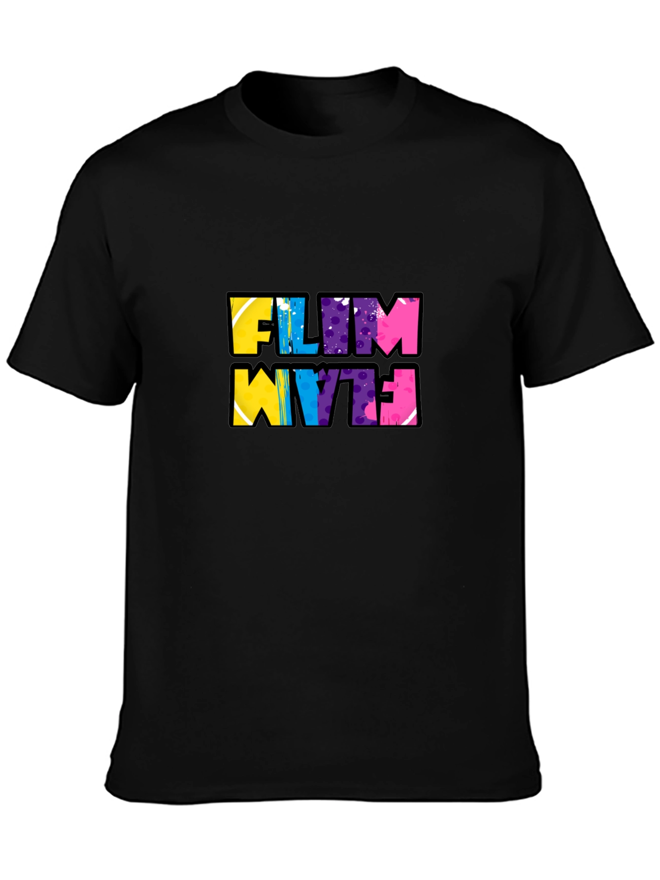 Funky Flim Flam Graphic Tee - Black Cotton T-Shirt