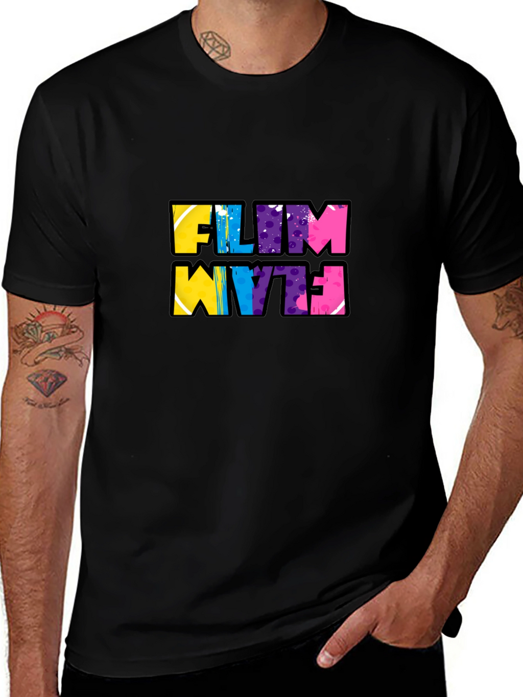 Funky Flim Flam Graphic Tee - Black Cotton T-Shirt