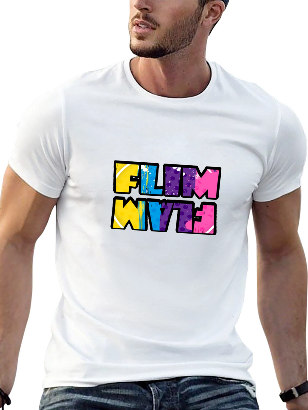 Funky Flim Flam Graphic Tee - Black Cotton T-Shirt