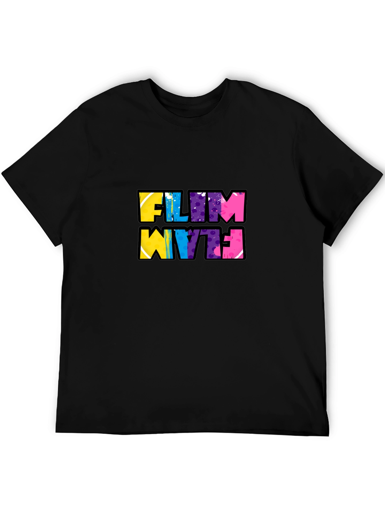Funky Flim Flam Graphic Tee - Black Cotton T-Shirt