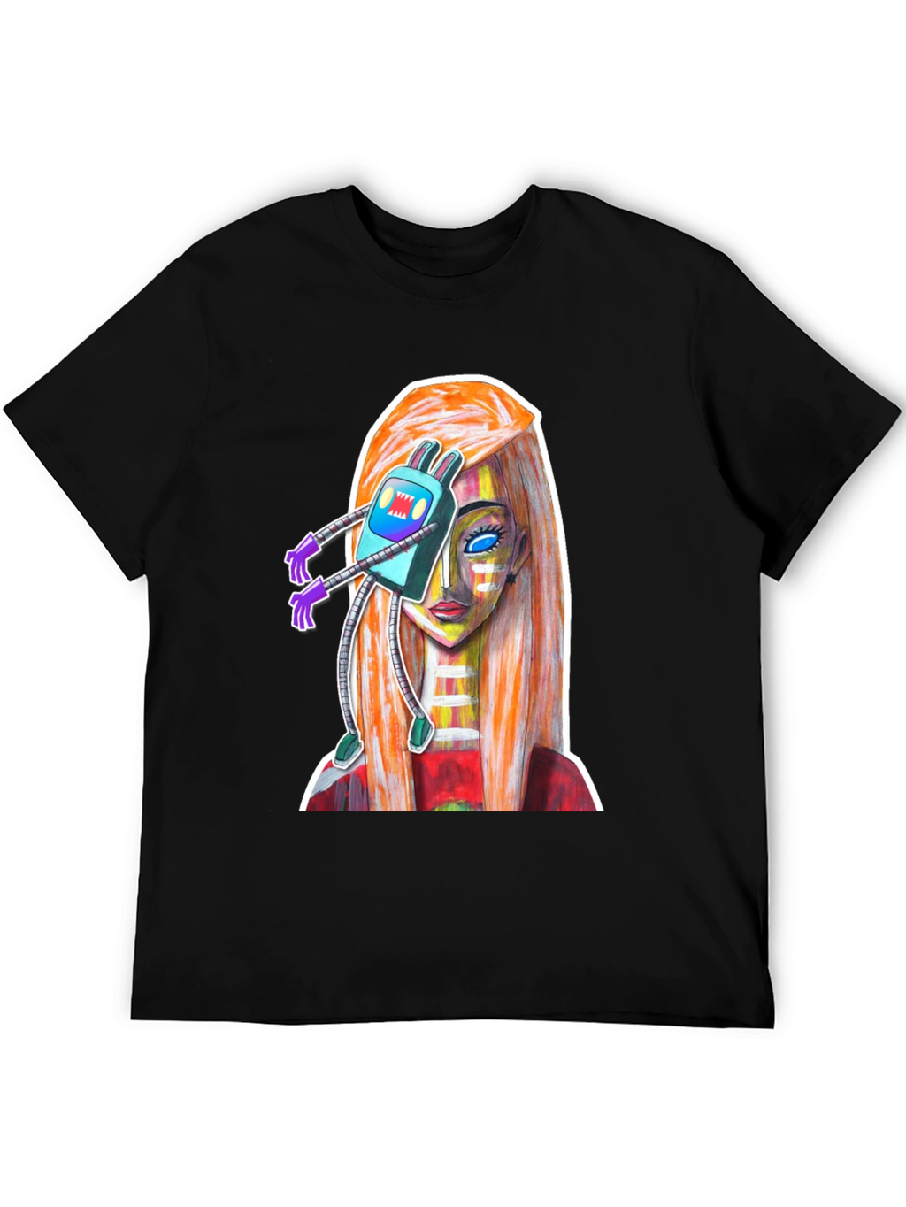 Abstract Robot Girl Graphic T-Shirt