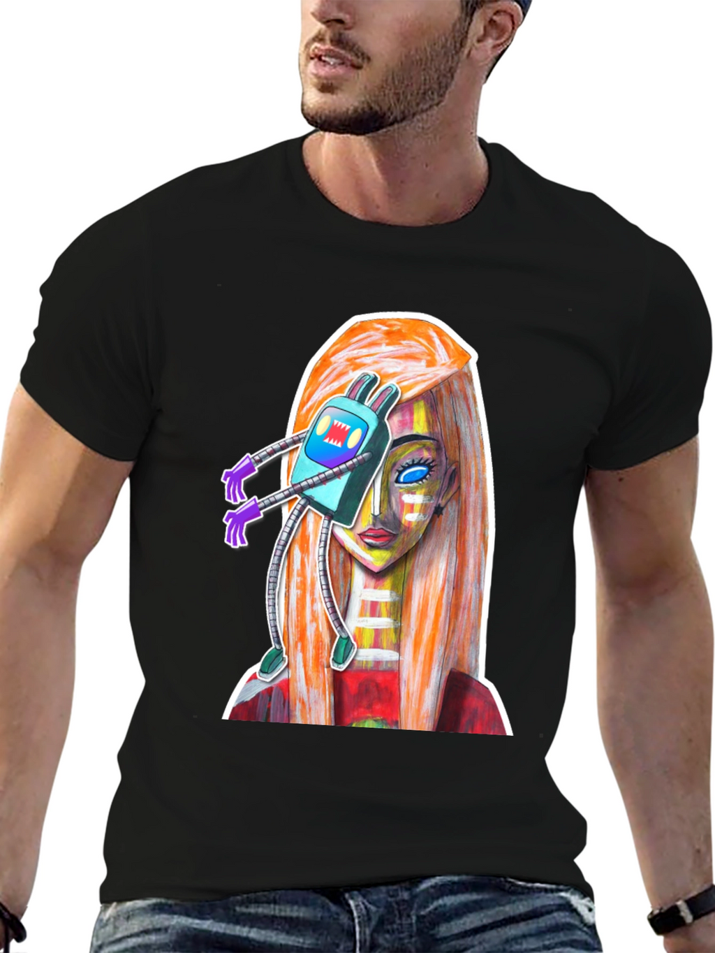 Abstract Robot Girl Graphic T-Shirt