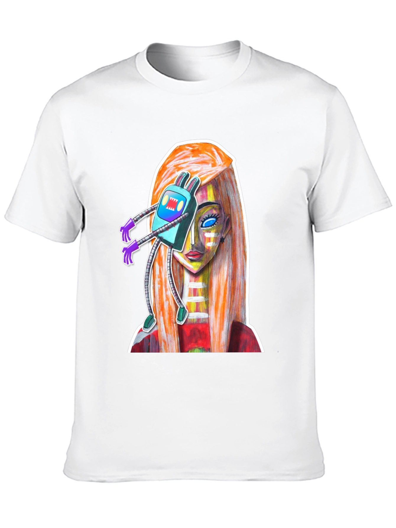 Abstract Robot Girl Graphic T-Shirt