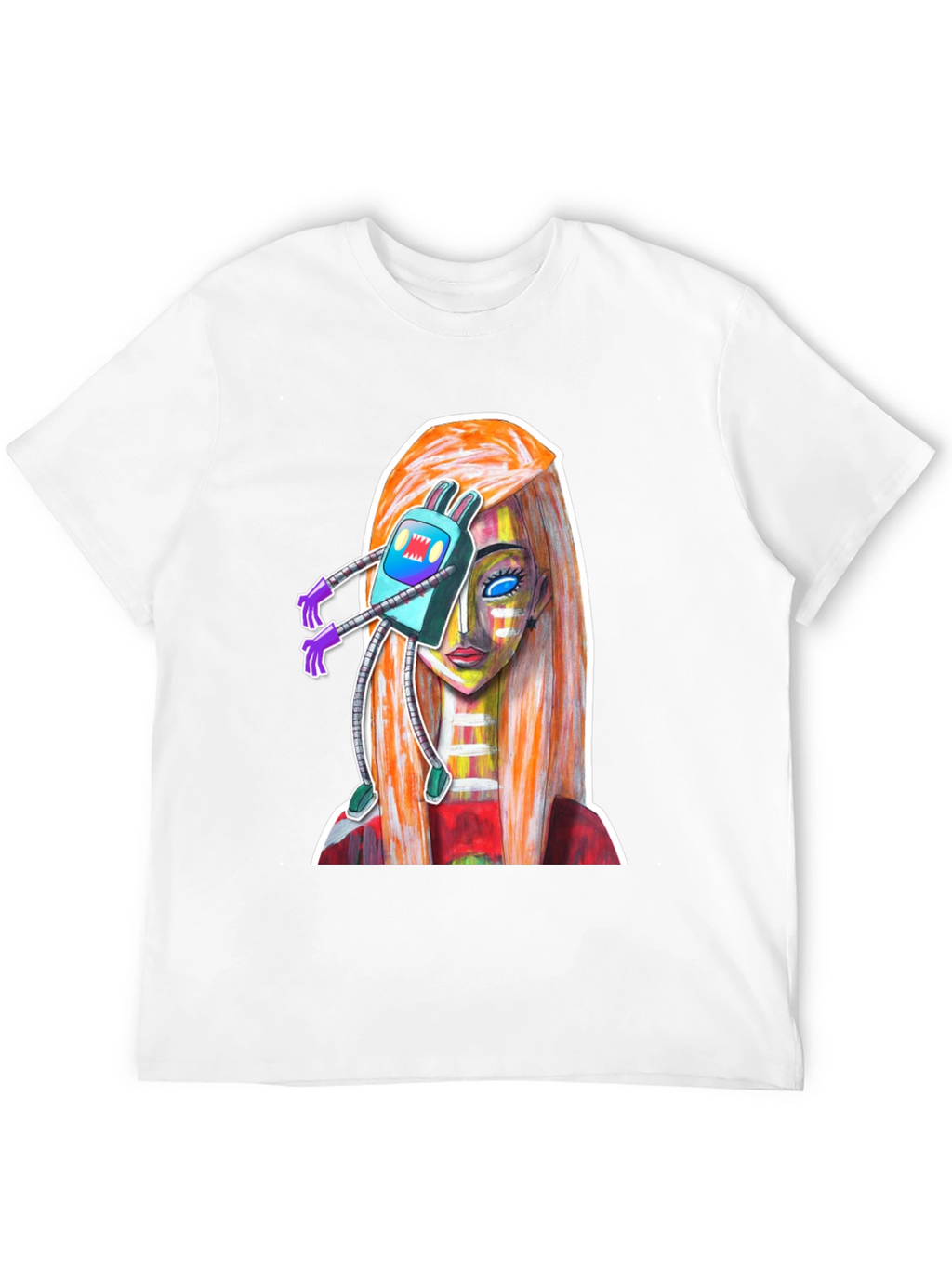 Abstract Robot Girl Graphic T-Shirt
