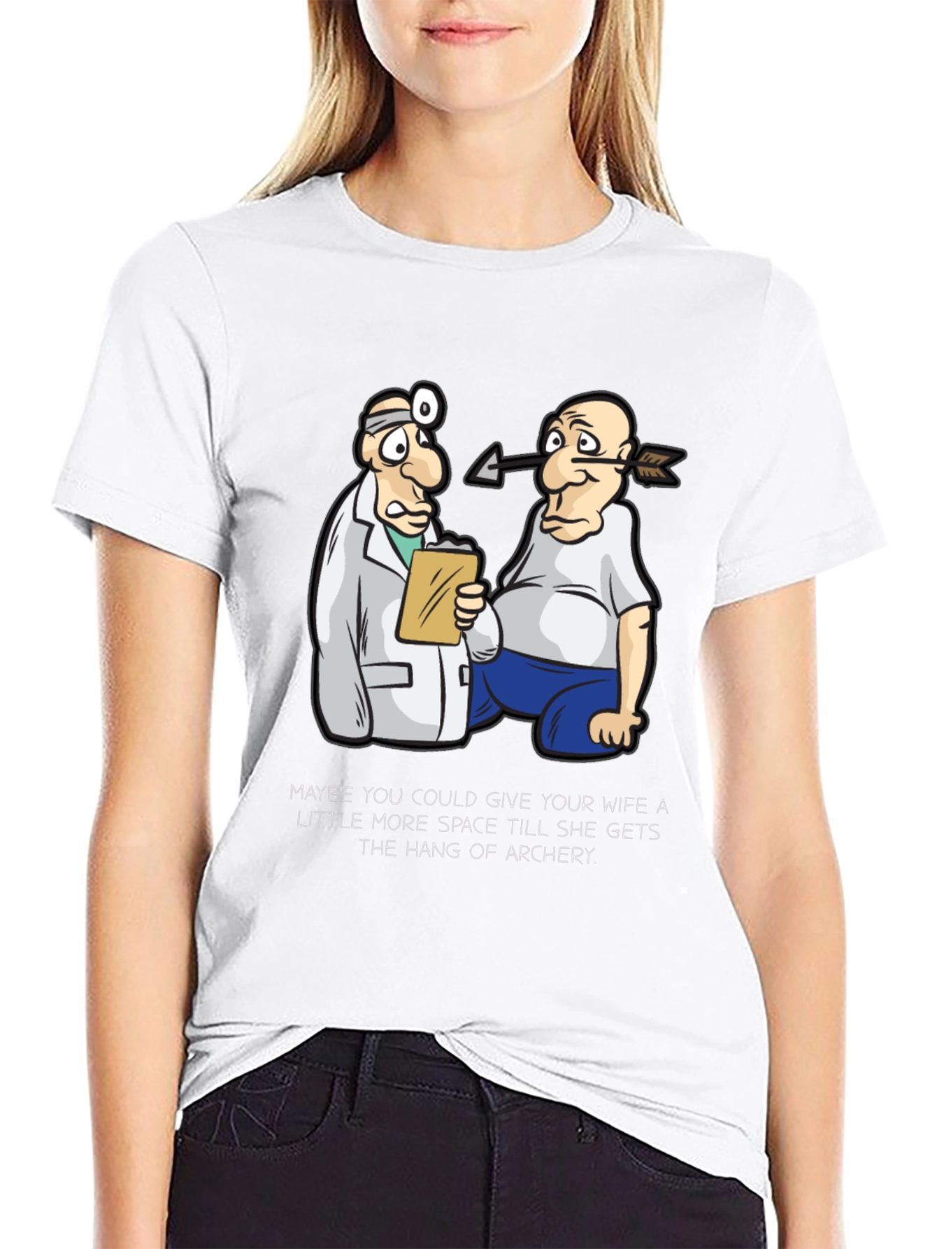 Archery Humor T-Shirt - Arrow Injury Cartoon