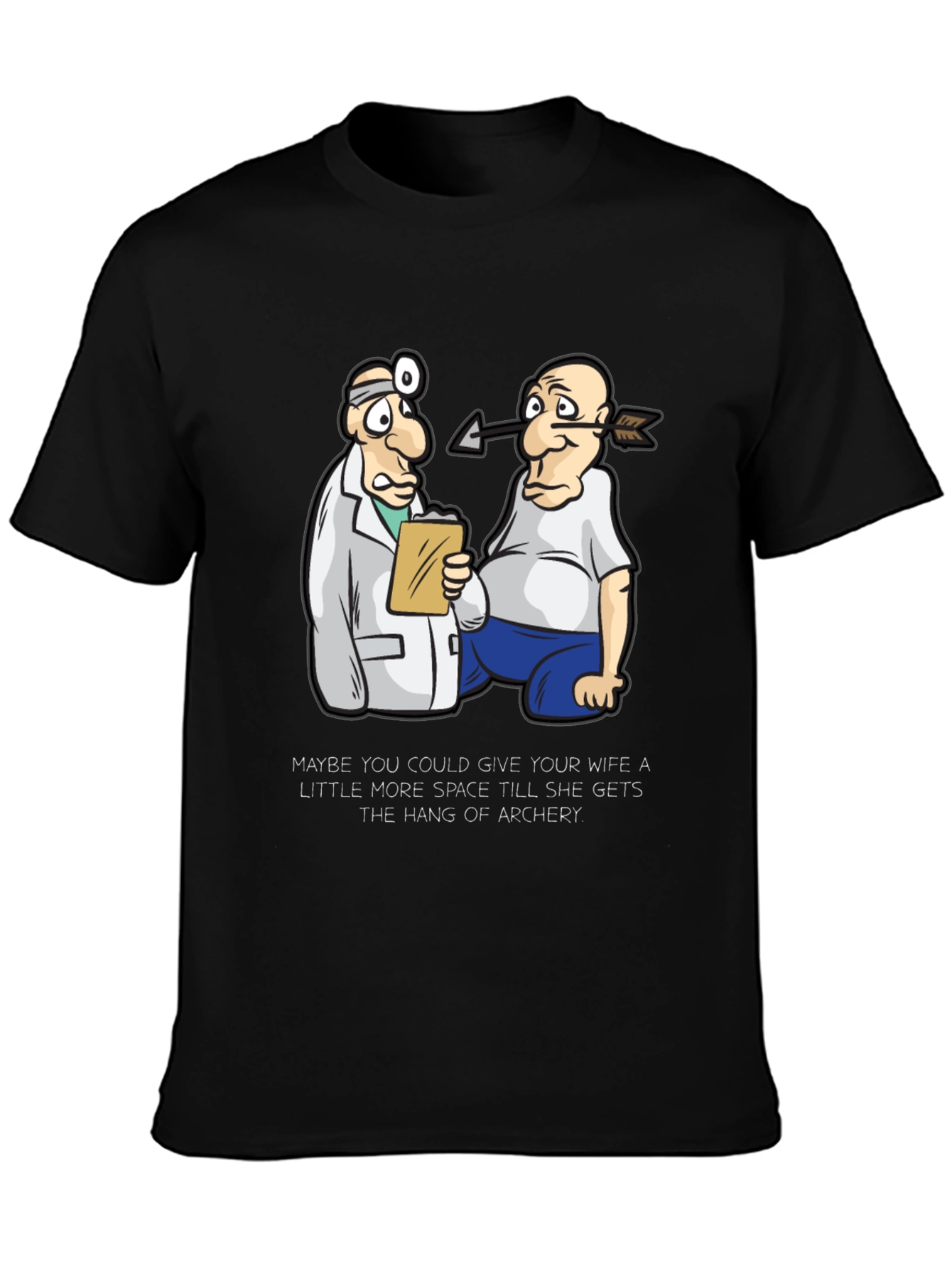 Archery Humor T-Shirt - Arrow Injury Cartoon