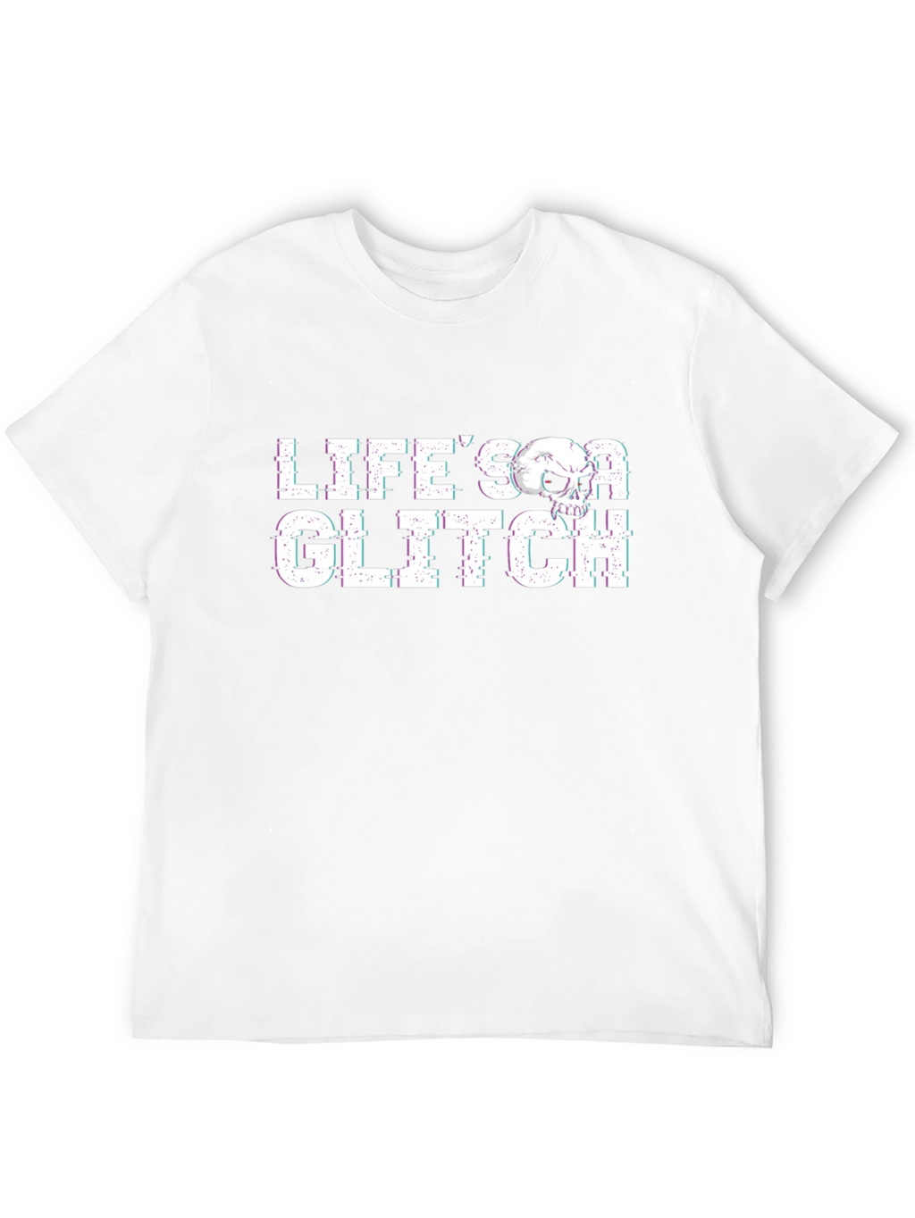 Lifes a Glitch Graphic Tee - Skull Design