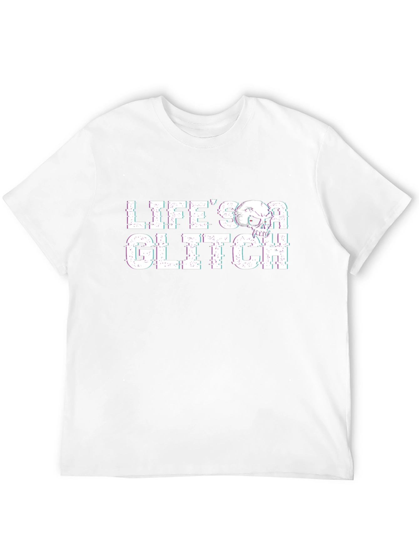 Lifes a Glitch Graphic Tee - Skull Design