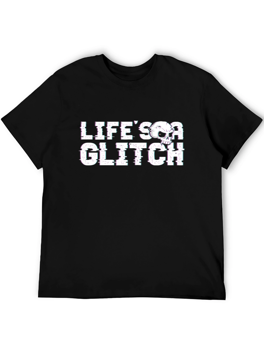 Lifes a Glitch Graphic Tee - Skull Design