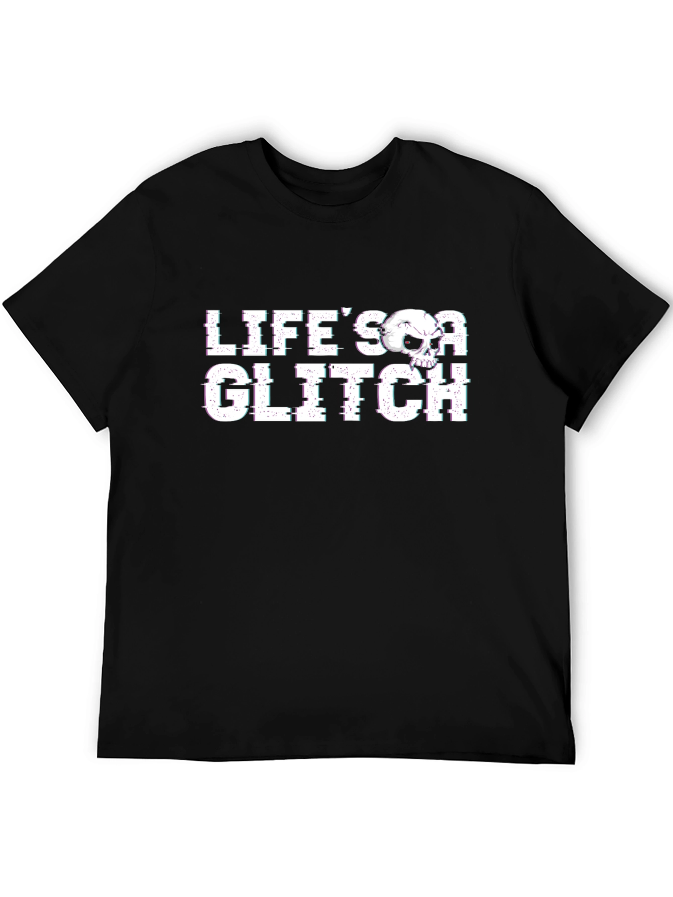 Lifes a Glitch Graphic Tee - Skull Design