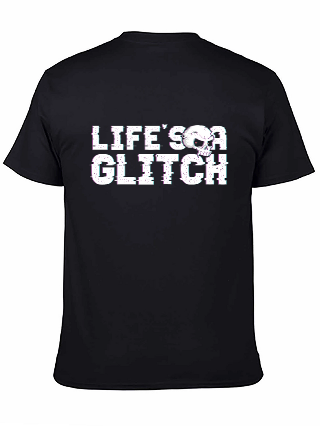 Lifes a Glitch Graphic Tee - Skull Design