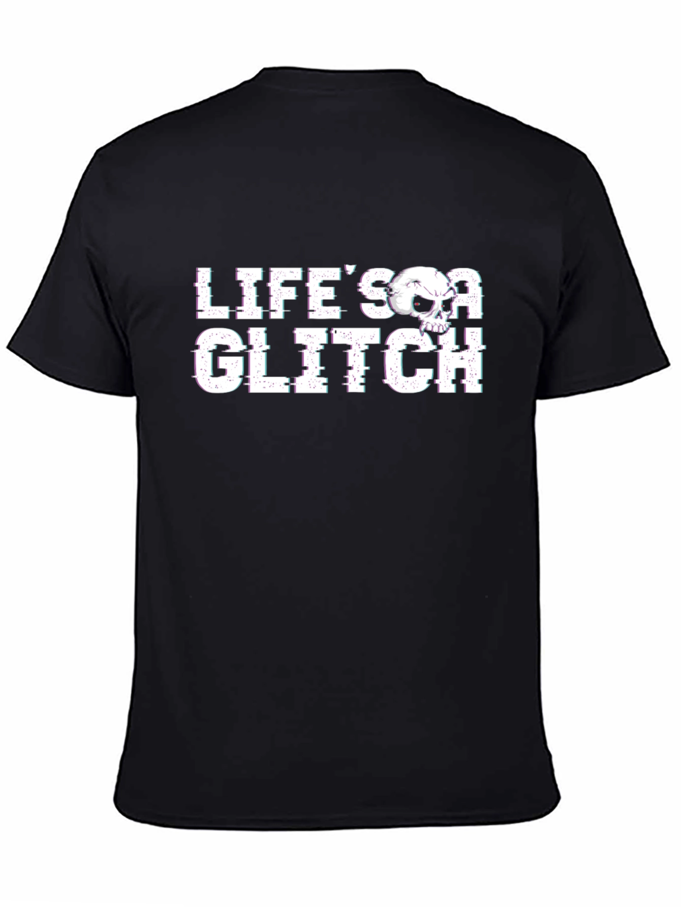 Lifes a Glitch Graphic Tee - Skull Design
