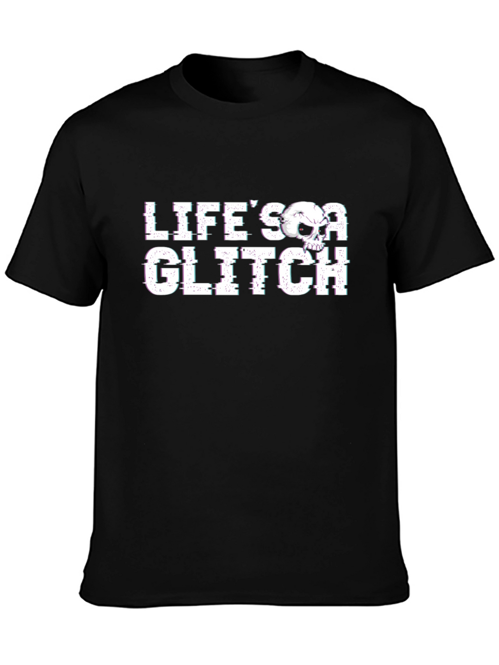 Lifes a Glitch Graphic Tee - Skull Design