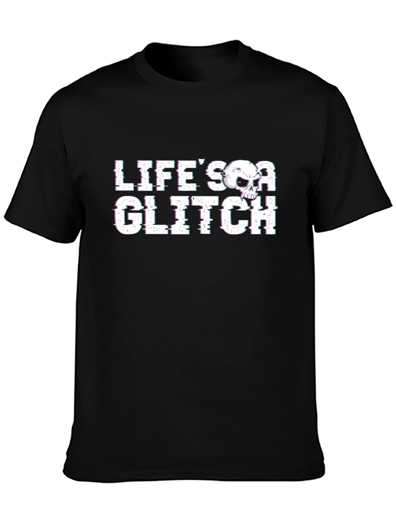 Lifes a Glitch Graphic Tee - Skull Design