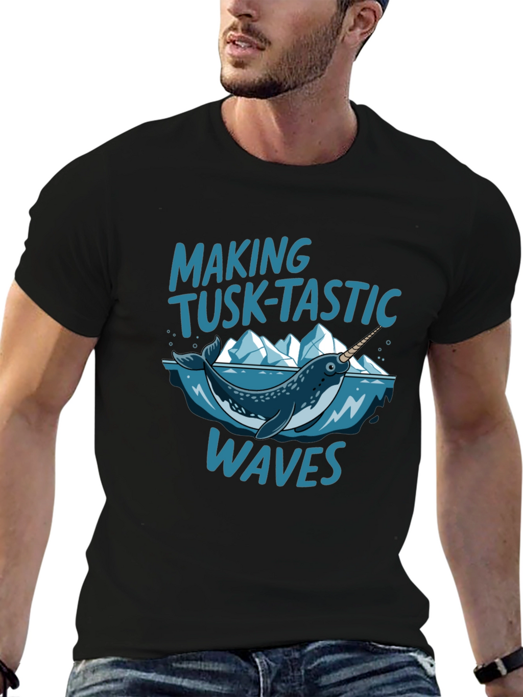 Tusk-Tastic Waves Black Graphic Tee
