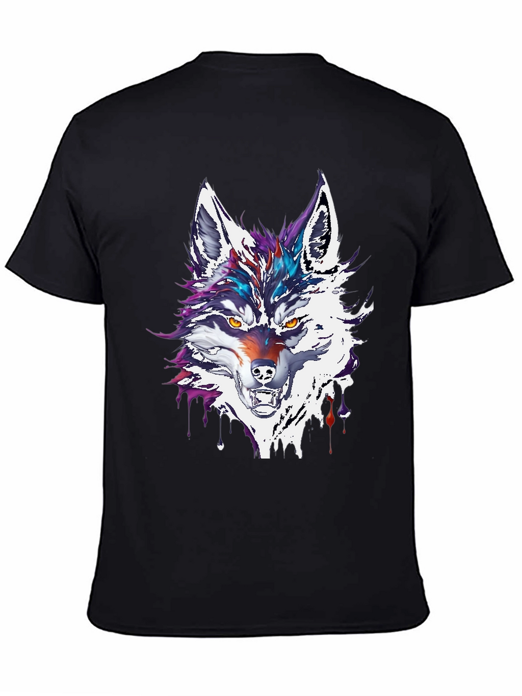 Abstract Wolf Graphic Tee - Mens Black T-Shirt