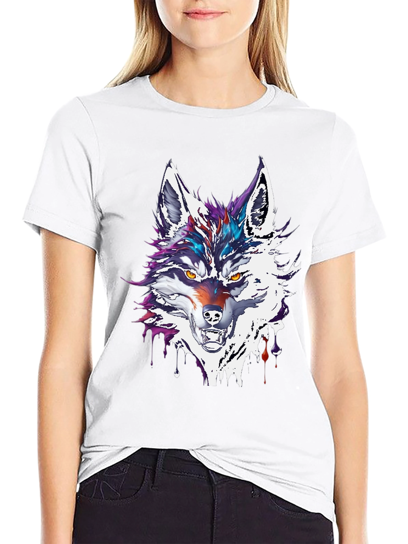 Abstract Wolf Graphic Tee - Mens Black T-Shirt