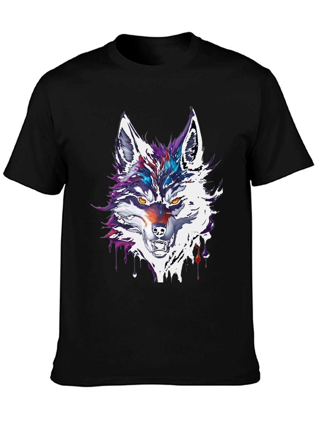 Abstract Wolf Graphic Tee - Mens Black T-Shirt