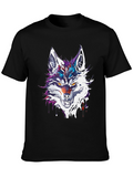 Abstract Wolf Graphic Tee - Mens Black T-Shirt
