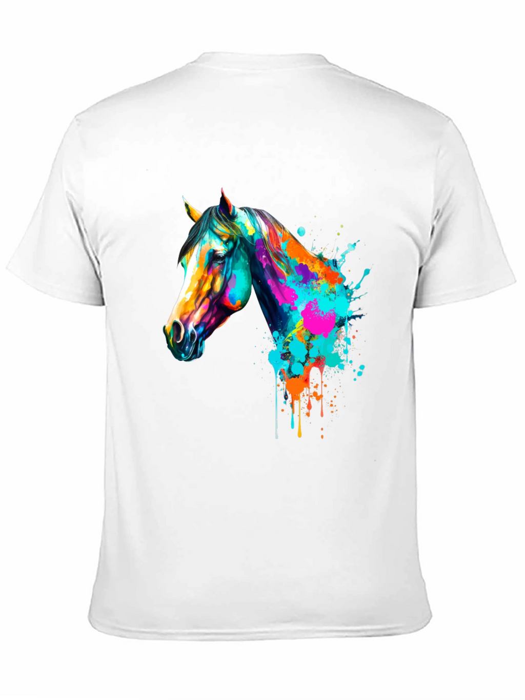 Vibrant Horse Graphic Print Mens Black T-Shirt